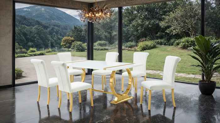 Holbaek Gold/White 80 7-Piece Dining Room Set