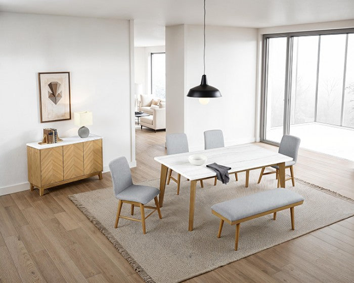 Mandier Natural 6-Piece Dining Room Set w/ Bench