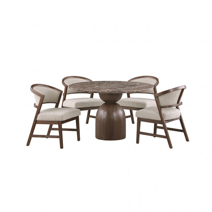Cirava Dark Brown/White 5-Piece Dining Room Set
