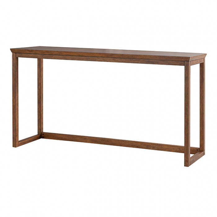 Daventry Walnut/Beige Sofa Table w/ 3 Counter Ht Stools
