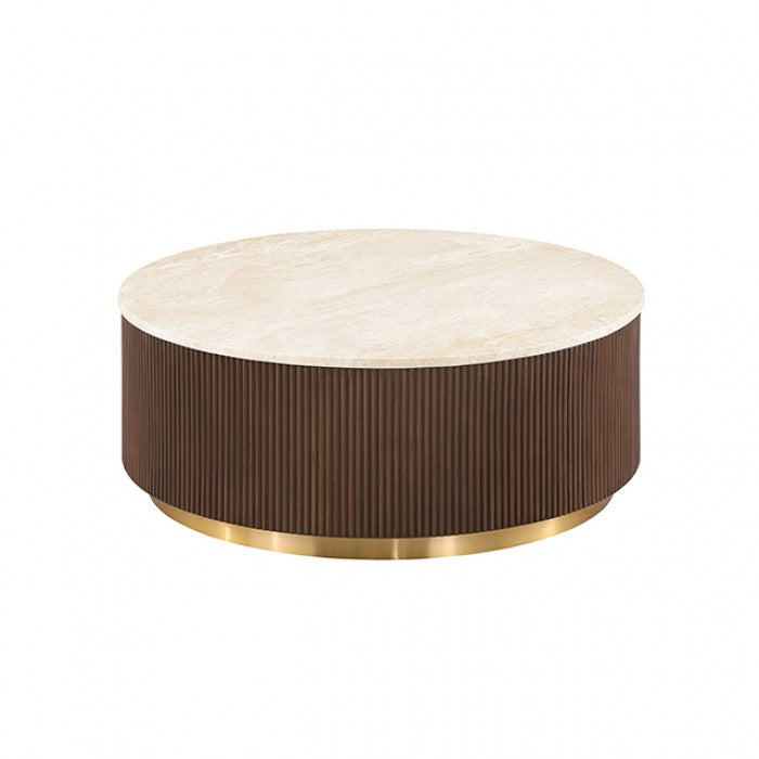 Virden Dark Brown/Light Beige Round Cocktail Table