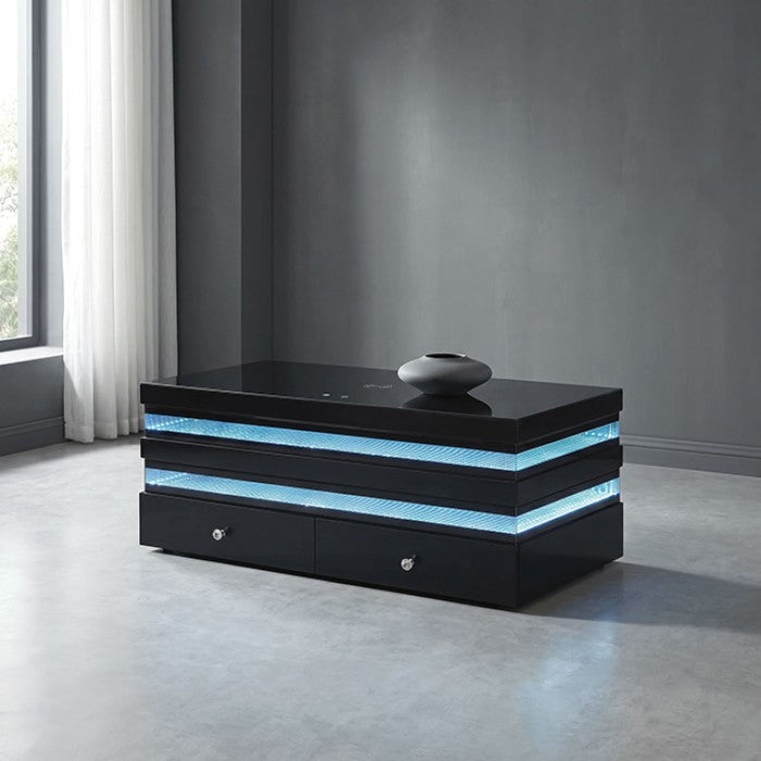 Maloy Black Rectangle Cocktail Table w/ Drawers