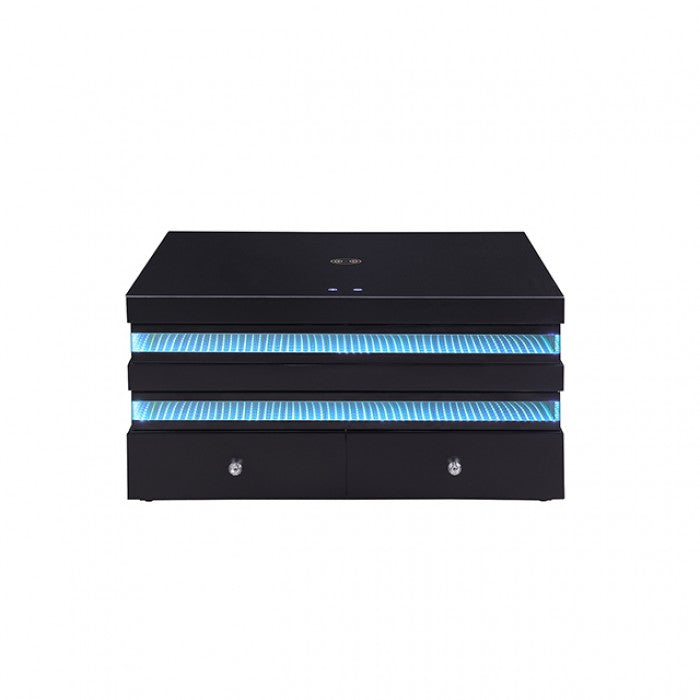 Maloy Black Square Cocktail Table w/ Drawers