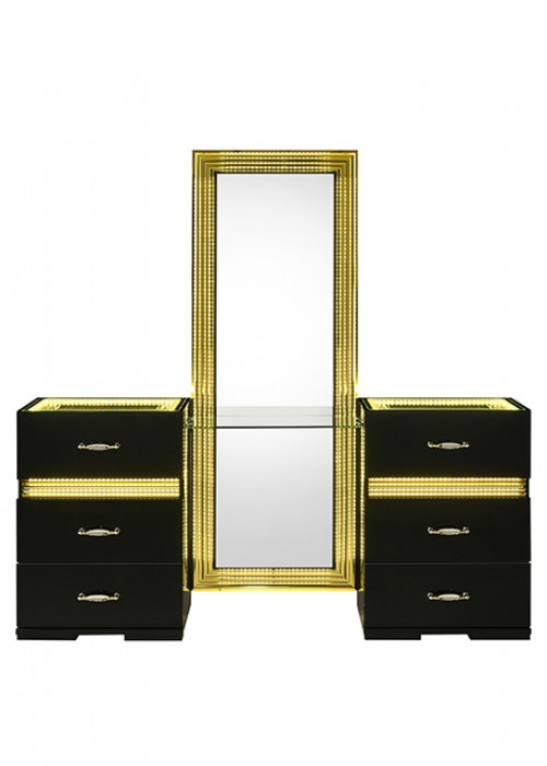 Lucida Black Vanity Set w/ Stool