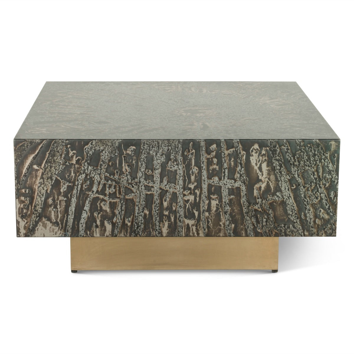 Mojave 35" Coffee Table in Desert Patina with Brass Base by Home Trends & Design at Eve Furniture