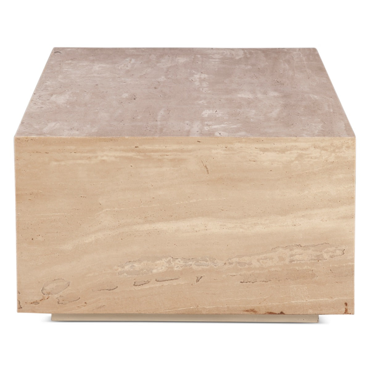 Nile 50" Drum Coffee Table in Travertine Stone by Home Trends & Design at Eve Furniture