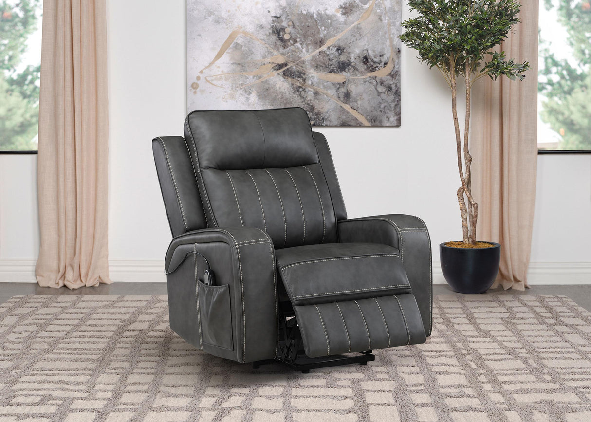 Foley Grey Upholstered Power Lift Recliner Chair by Coaster at Eve Furniture