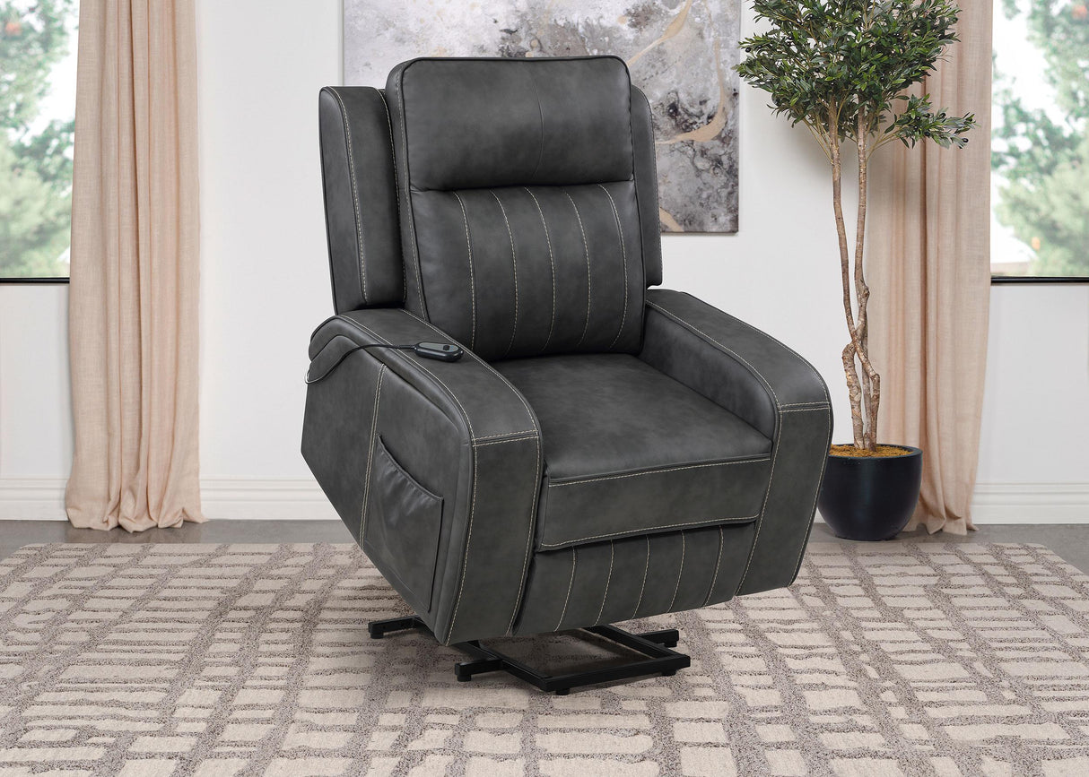 Foley Grey Upholstered Power Lift Recliner Chair by Coaster at Eve Furniture