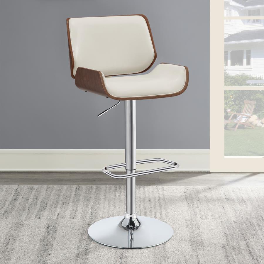Folsom Ecru/Chrome Upholstered Adjustable Bar Stool by Coaster at Eve Furniture