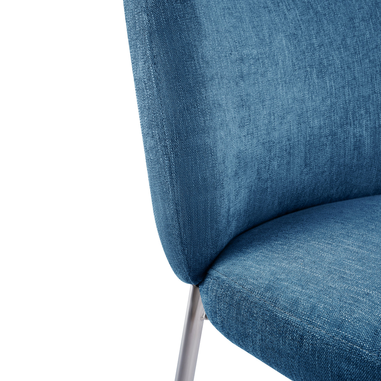 Fomo Chenille-upholstered Stainless Steel Base Dining Chair in Azure (Set of 2) by Modus Furniture at Eve Furniture