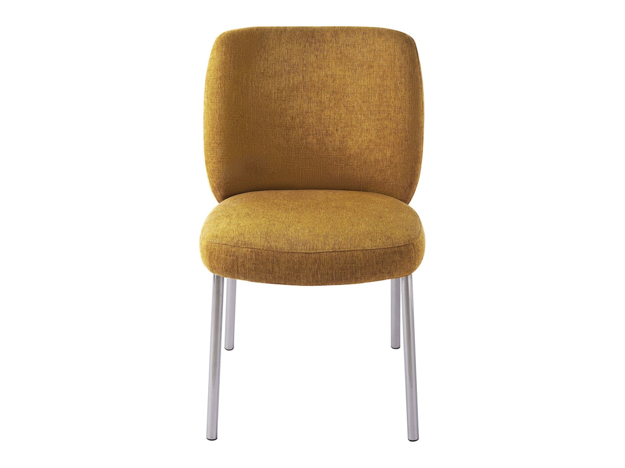 Fomo Chenille-upholstered Stainless Steel Base Dining Chair in Pineapple (Set of 2) by Modus Furniture at Eve Furniture