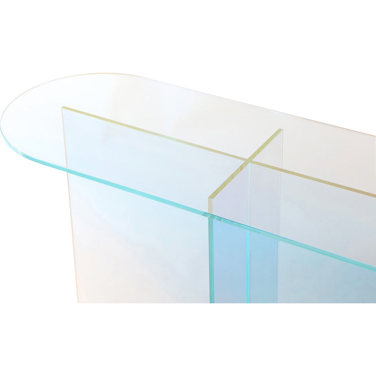 Fomo Console Table in Iridescent Glass by Modus Furniture at Eve Furniture