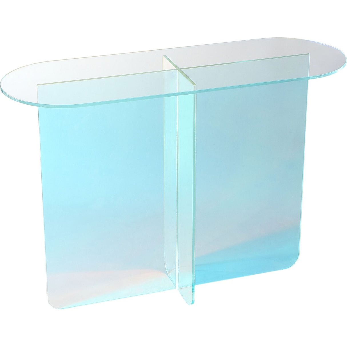 Fomo Console Table in Iridescent Glass by Modus Furniture at Eve Furniture