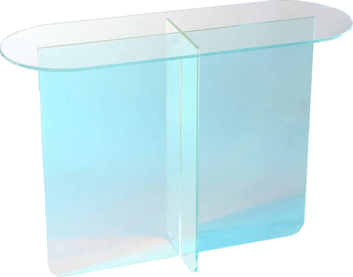 Fomo Iridescent Glass Console Table by Modus Furniture at Eve Furniture