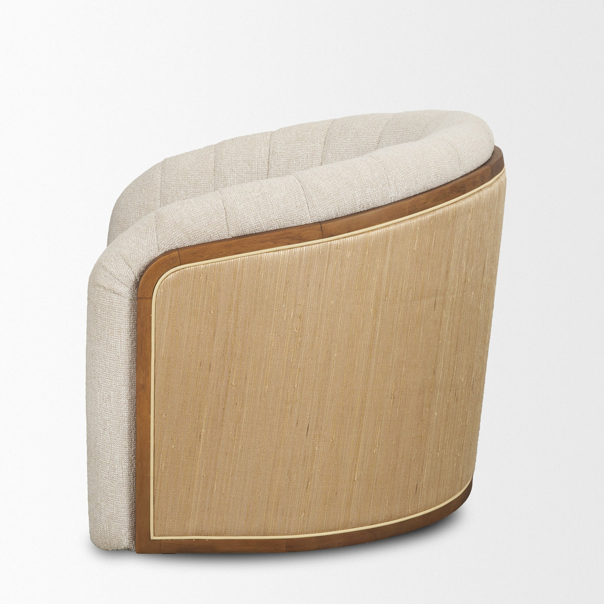 Fonda Cream Fabric w/ Natural Jute Swivel Accent Chair by Mercana at Eve Furniture