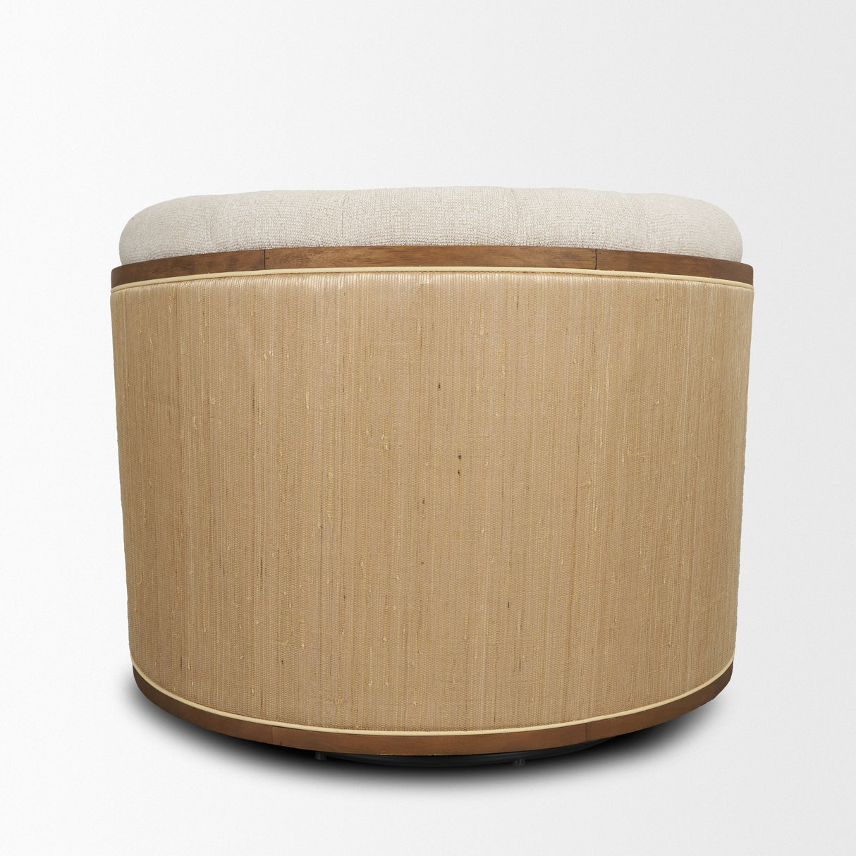 Fonda Cream Fabric w/ Natural Jute Swivel Accent Chair by Mercana at Eve Furniture