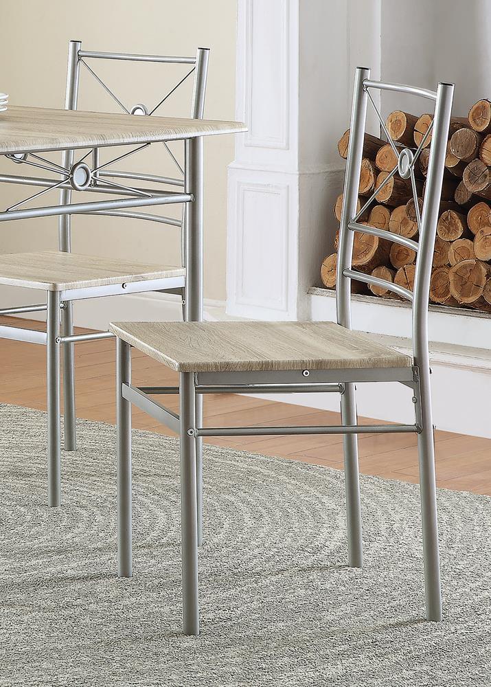 Fontana Brushed Silver 5-Piece Rectangular Dining Set by Coaster at Eve Furniture