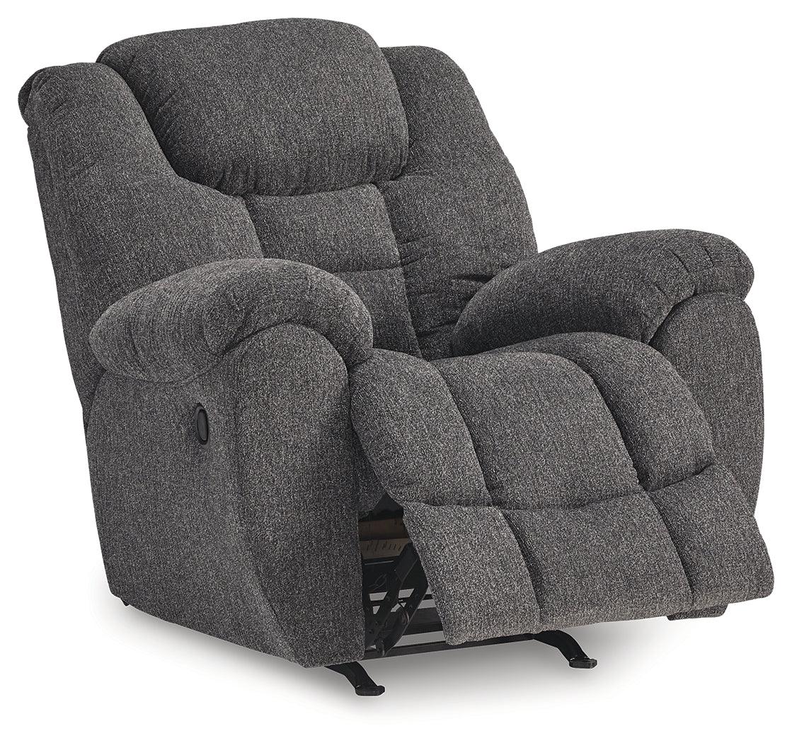 Foreside Charcoal Performance Fabric Manual Rocker Recliner by Ashley at Eve Furniture