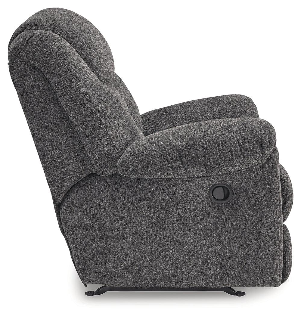 Foreside Charcoal Performance Fabric Manual Rocker Recliner by Ashley at Eve Furniture