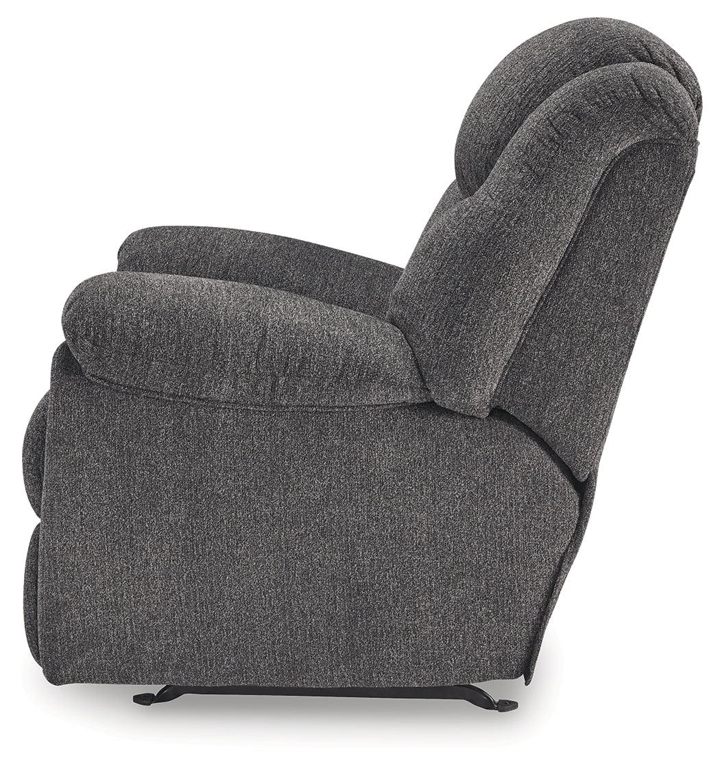 Foreside Charcoal Performance Fabric Manual Rocker Recliner by Ashley at Eve Furniture
