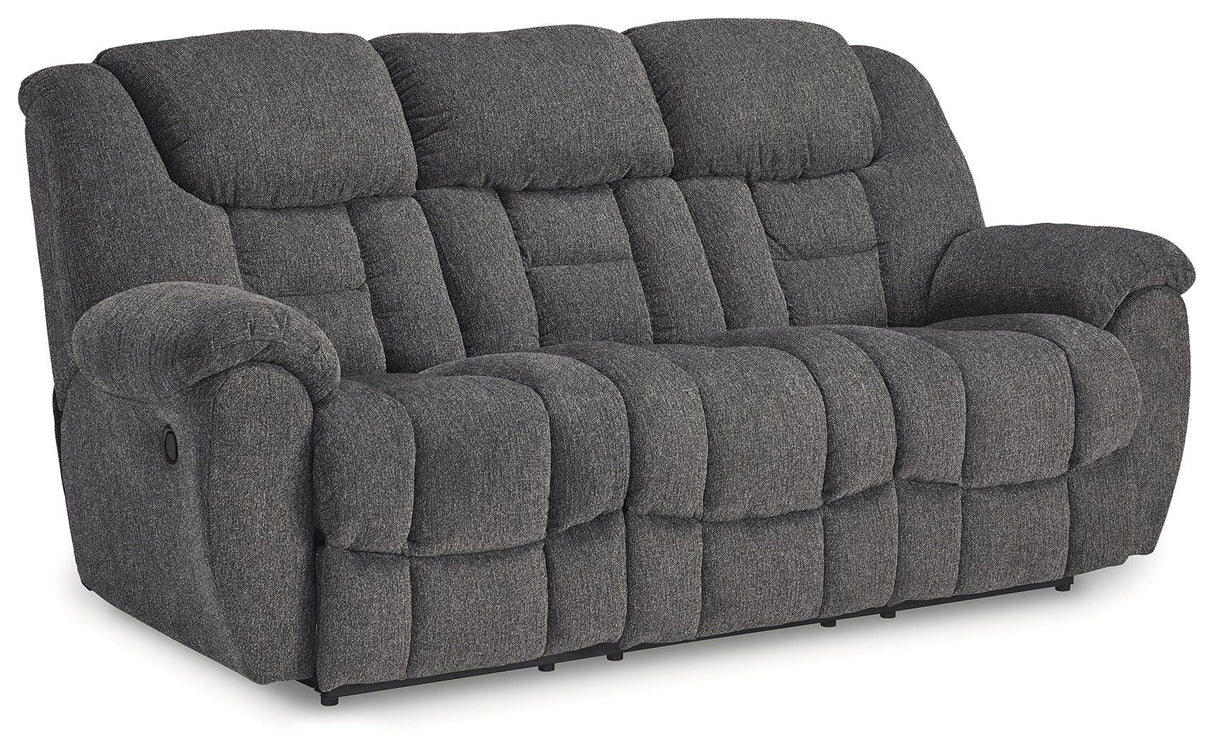 Foreside Charcoal Performance Fabric Manual Sofa by Ashley at Eve Furniture