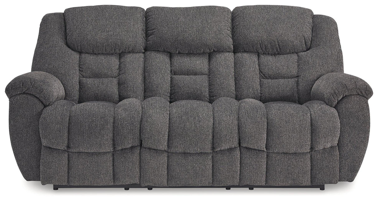 Foreside Charcoal Performance Fabric Manual Sofa by Ashley at Eve Furniture