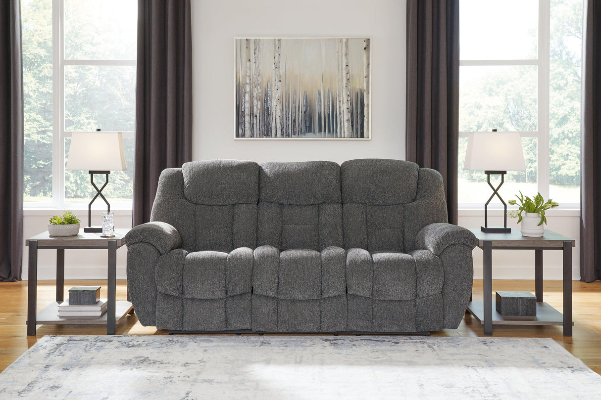 Foreside Charcoal Performance Fabric Manual Sofa by Ashley at Eve Furniture