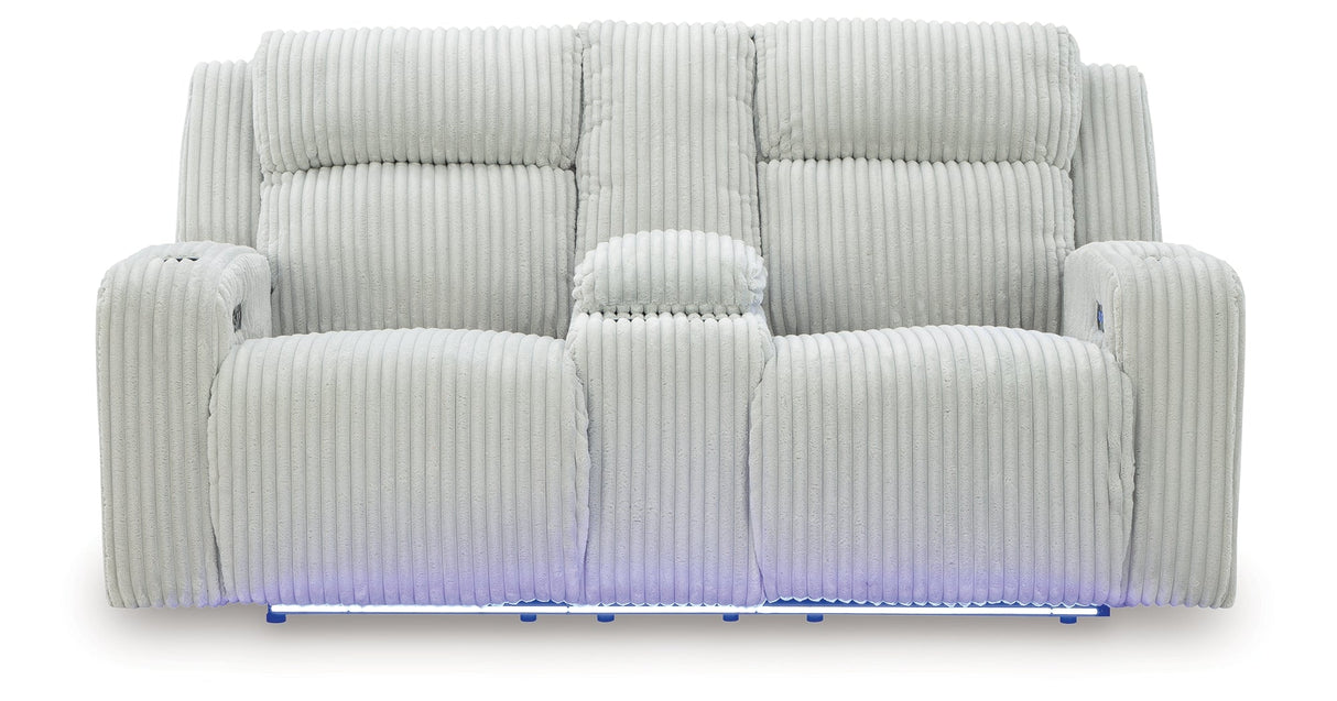 Forest Lake Alloy Power Reclining Sofa and Loveseat by Ashley at Eve Furniture