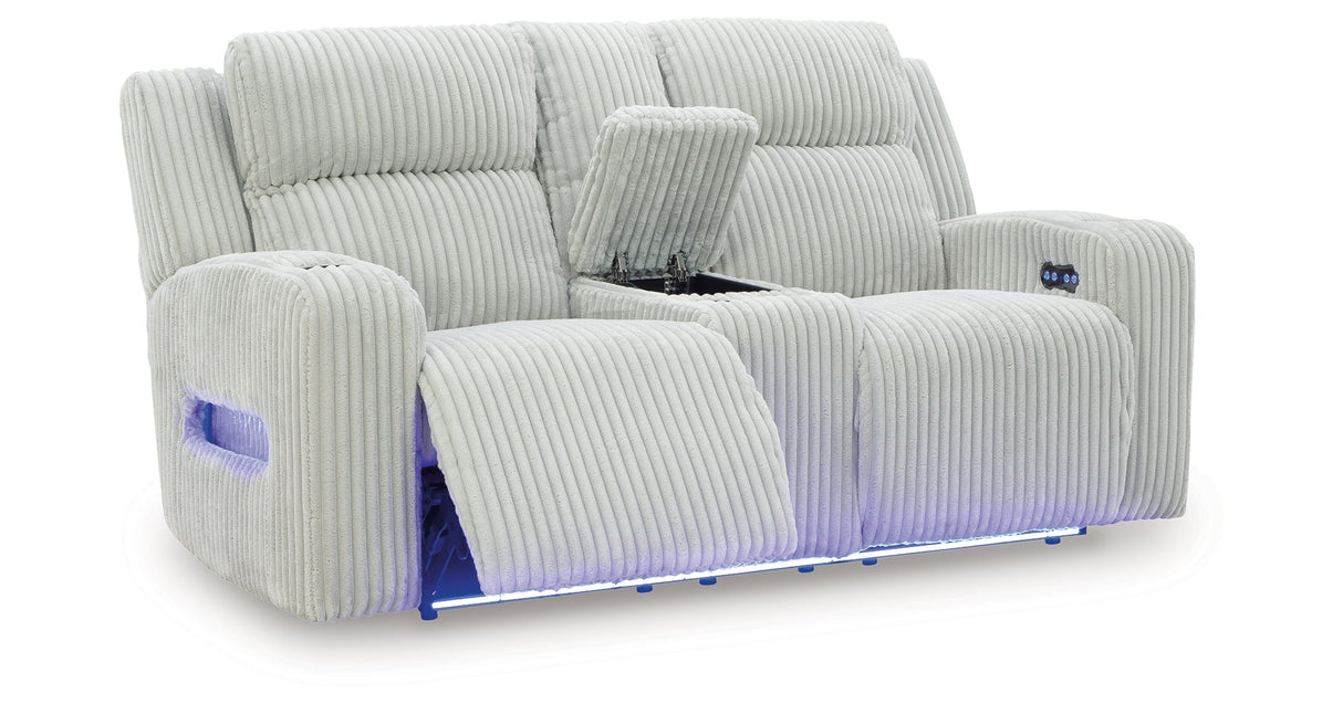 Forest Lake Alloy Power Reclining Sofa and Loveseat by Ashley at Eve Furniture