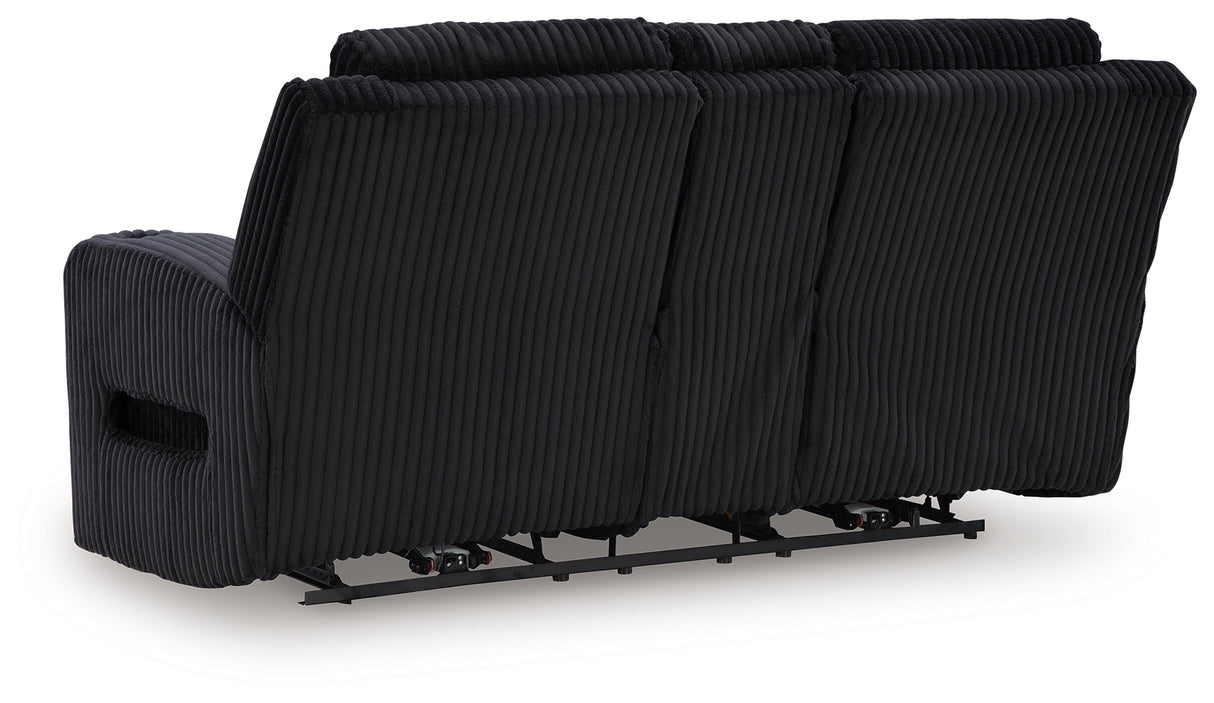 Forest Lake Black Power Reclining Loveseat with Console by Ashley at Eve Furniture