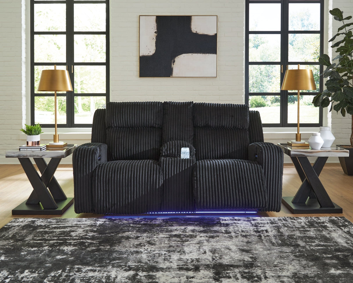 Forest Lake Black Power Reclining Sofa and Loveseat by Ashley at Eve Furniture