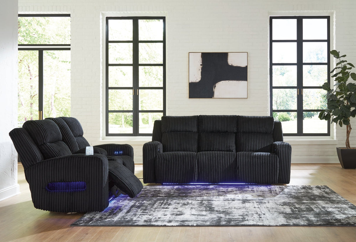 Forest Lake Black Power Reclining Sofa and Loveseat by Ashley at Eve Furniture