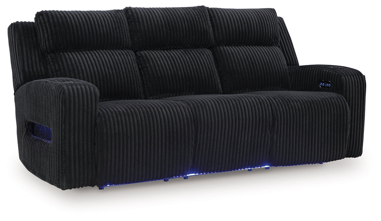 Forest Lake Black Dual Power Reclining Sofa by Ashley at Eve Furniture