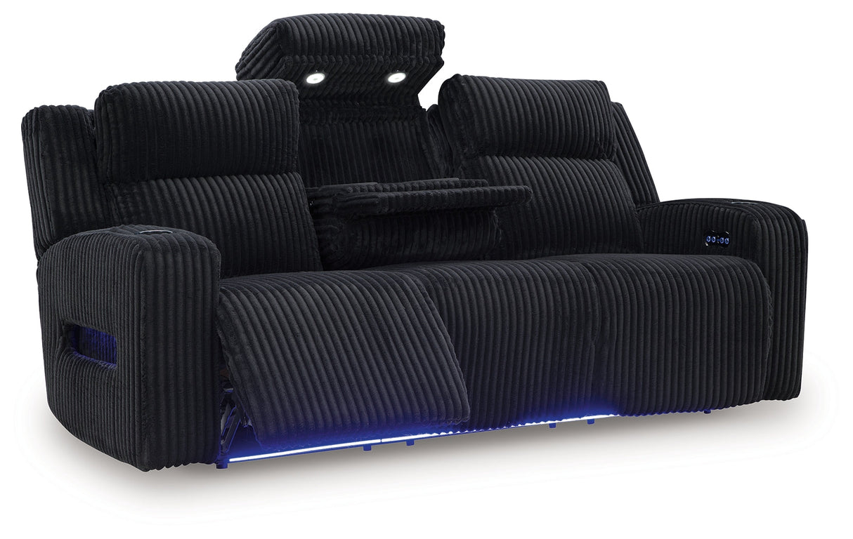 Forest Lake Black Dual Power Reclining Sofa by Ashley at Eve Furniture