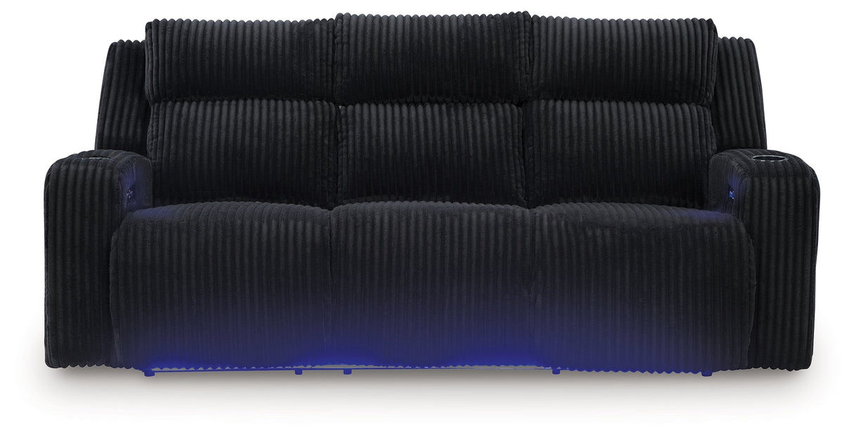 Forest Lake Black Dual Power Reclining Sofa by Ashley at Eve Furniture