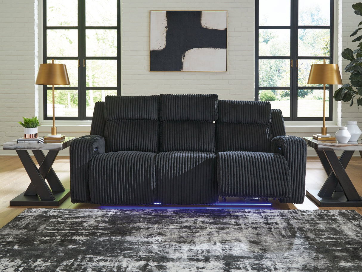 Forest Lake Black Dual Power Reclining Sofa by Ashley at Eve Furniture