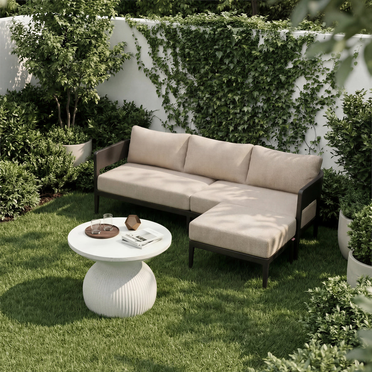 Foret Black Outdoor Ottoman by Zuomod at Eve Furniture