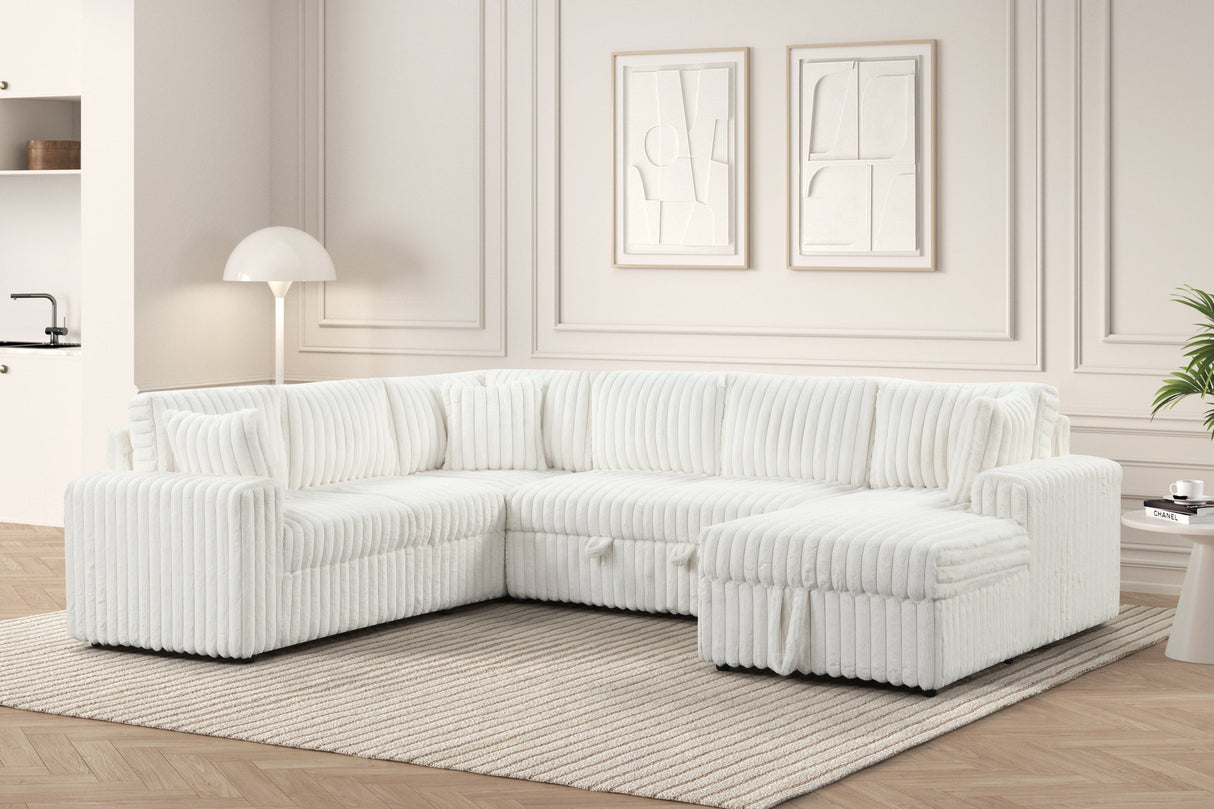 Forever Beige Sectional With Pull-Out Bed by Happy Homes at Eve Furniture