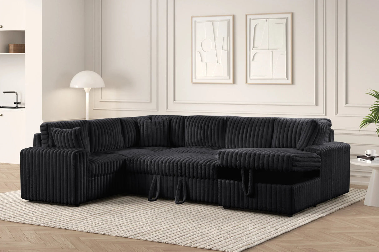 Forever Black Sectional With Pull-Out Bed by Happy Homes at Eve Furniture