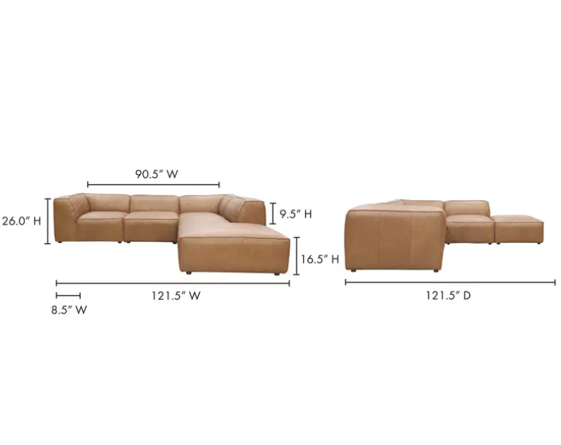 Form Classic L-Shaped Modular Sectional Sonoran Tan Leather by Moe's Home at Eve Furniture
