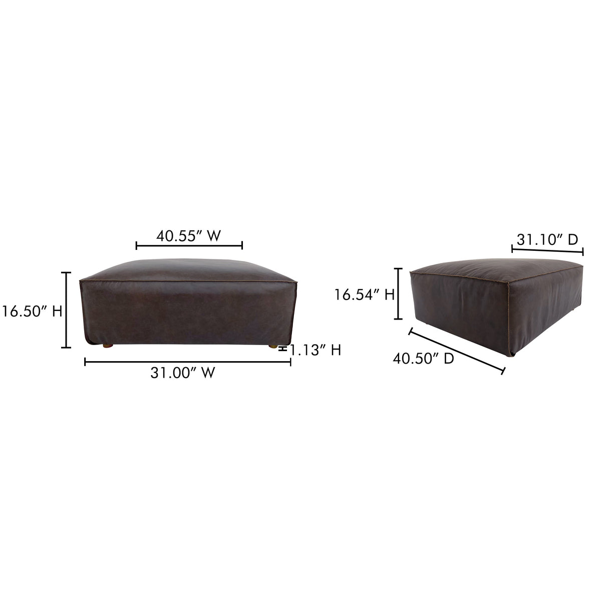 Form Espresso Brown Leather Ottoman by MOES at Eve Furniture