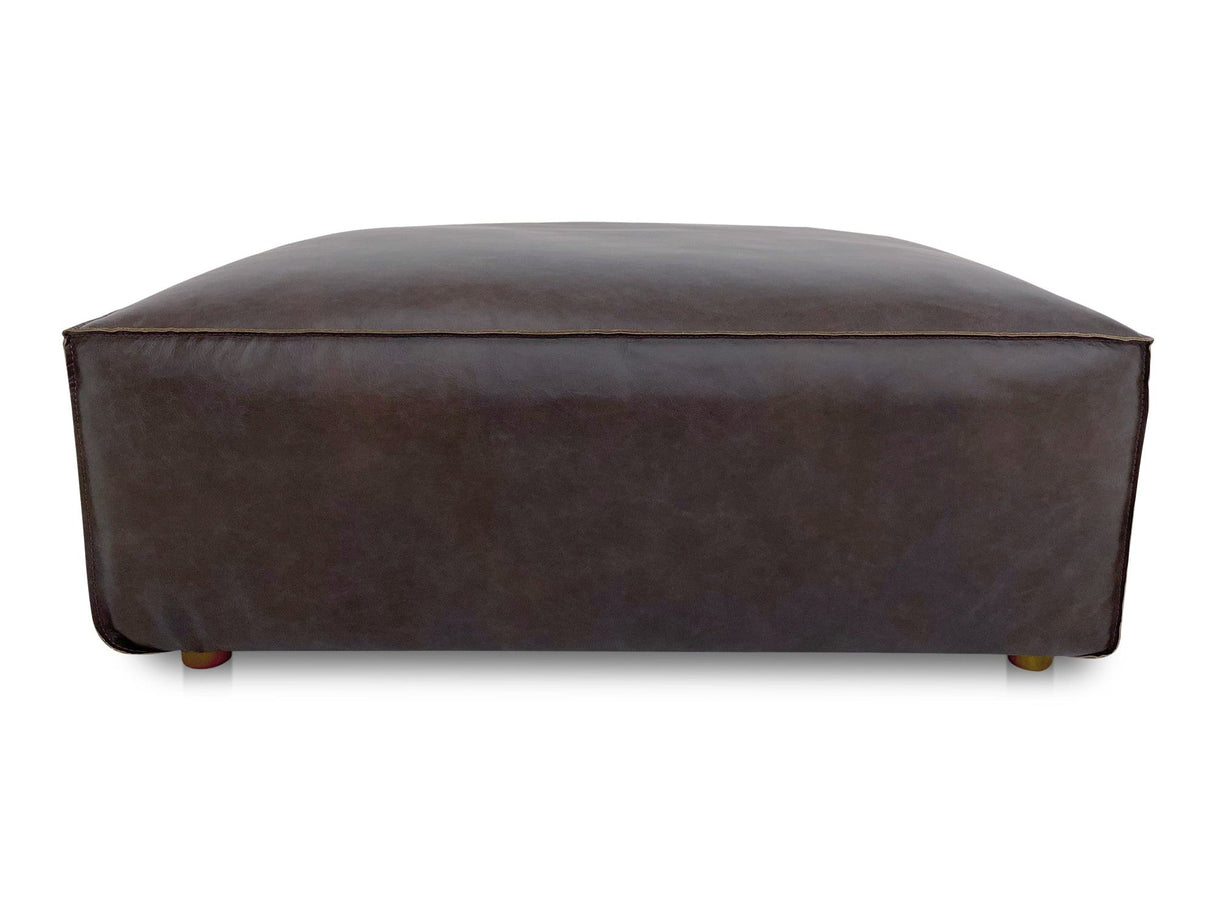 Form Espresso Brown Leather Ottoman by MOES at Eve Furniture
