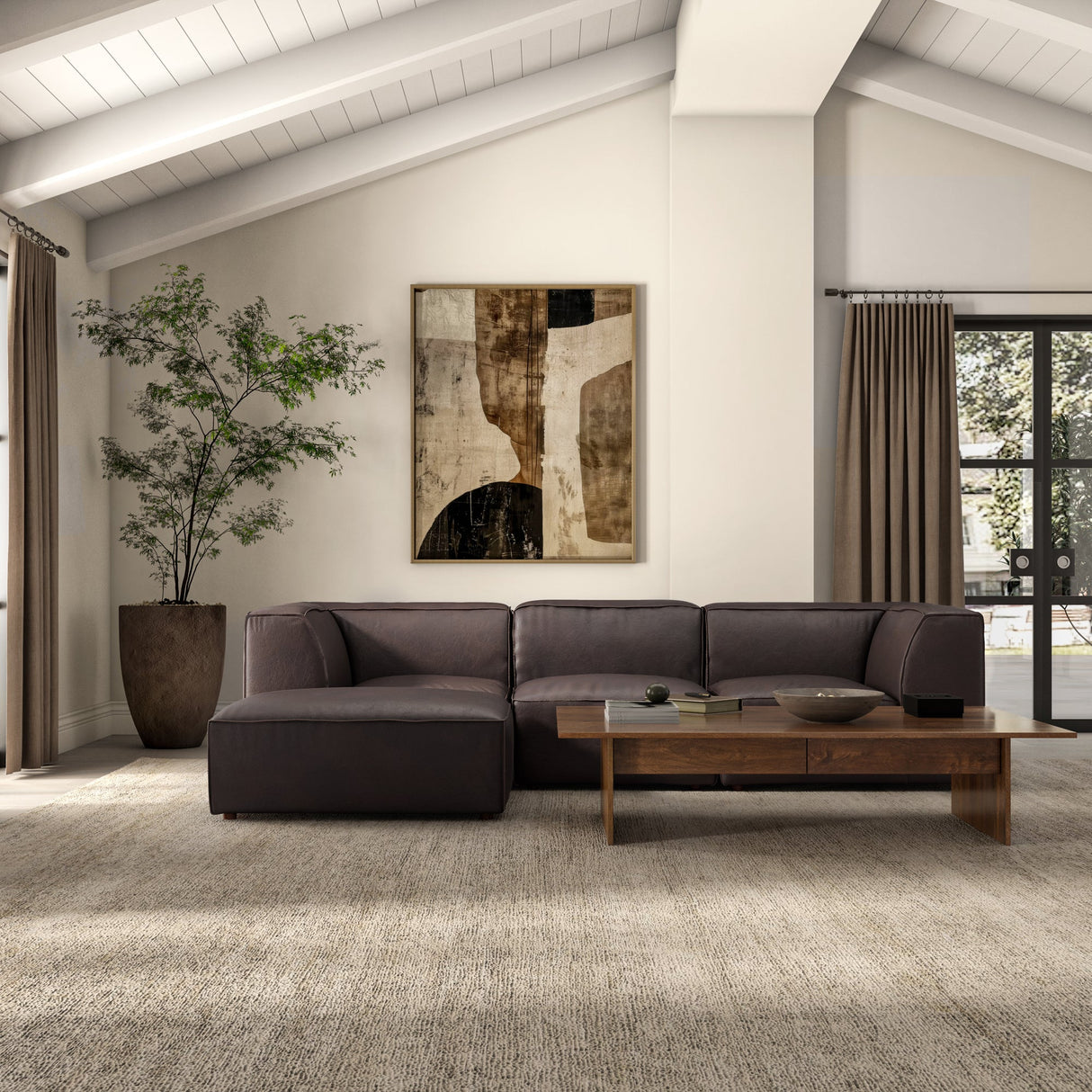 Form Espresso Brown Leather Slipper Chair by MOES at Eve Furniture