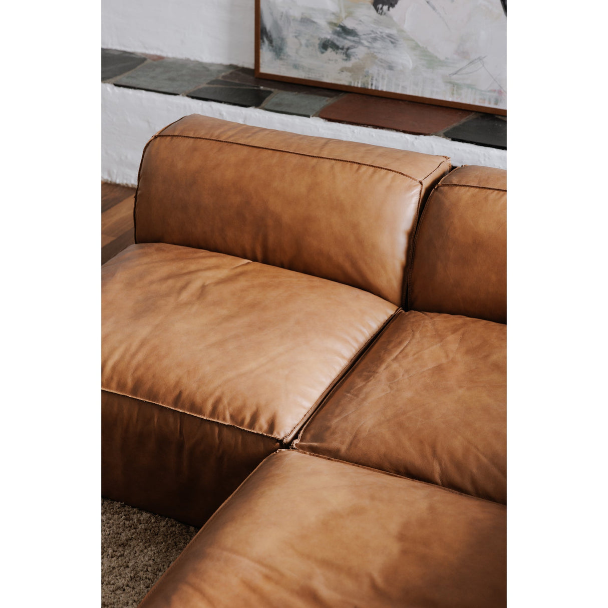 Form Tan Leather Slipper Chair by Moe's Home at Eve Furniture