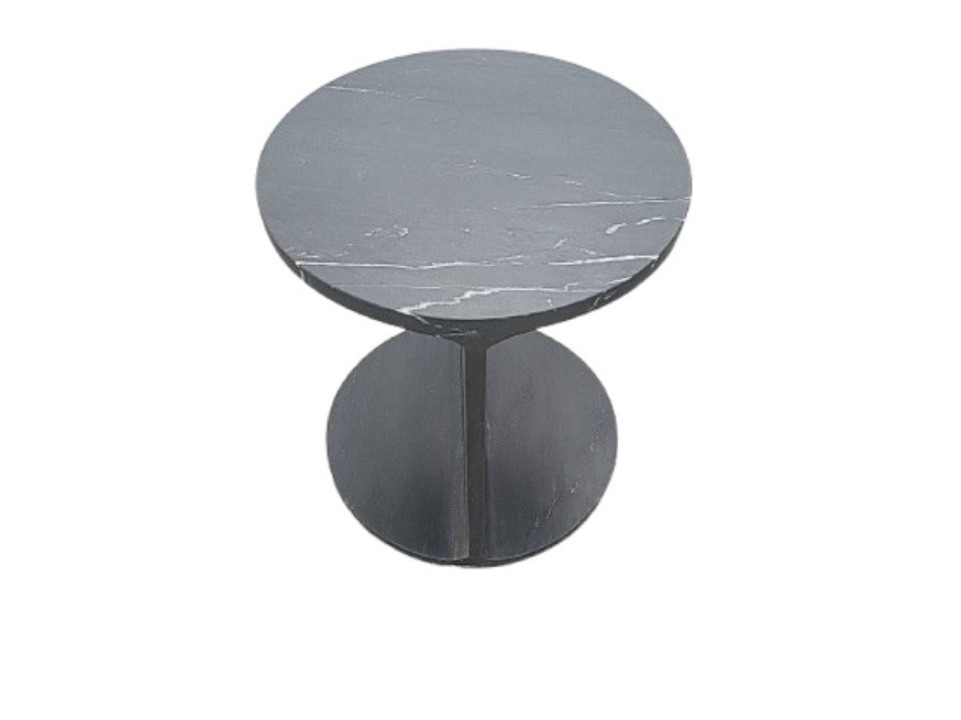 Forma Nero Black Marble Round Side Table by Mercana at Eve Furniture