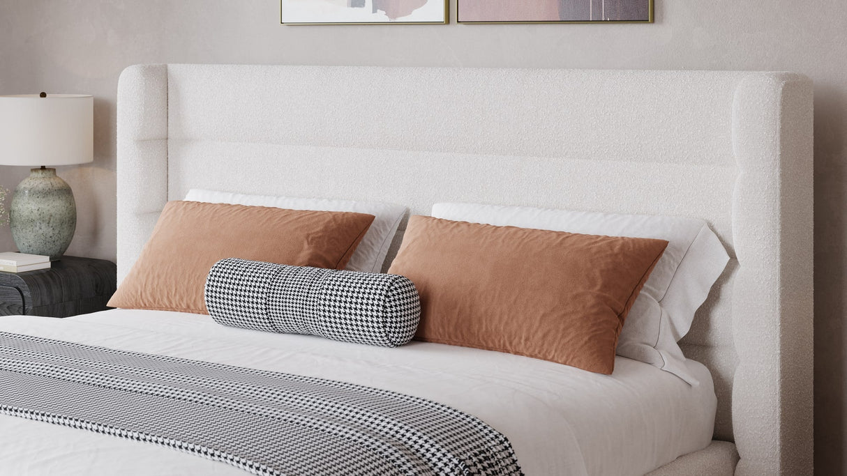 Formosa Frank Cottage Cheese King Wingback Upholstered Platform Bed by Modus Furniture at Eve Furniture