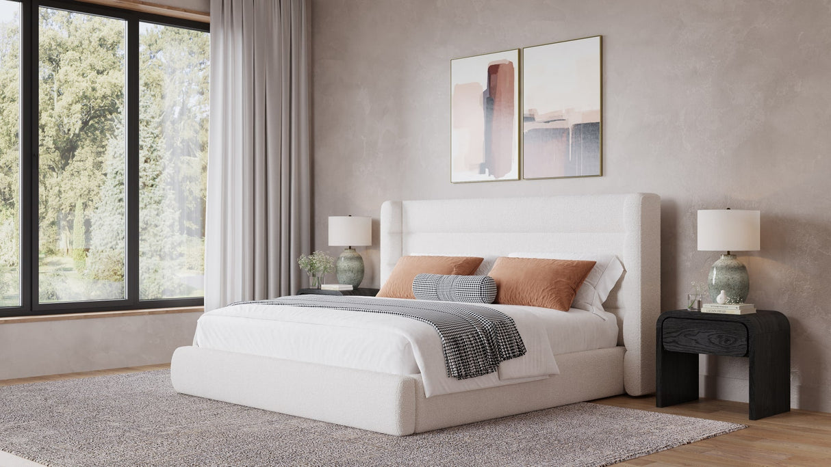 Formosa Frank Cottage Cheese King Wingback Upholstered Platform Bed by Modus Furniture at Eve Furniture