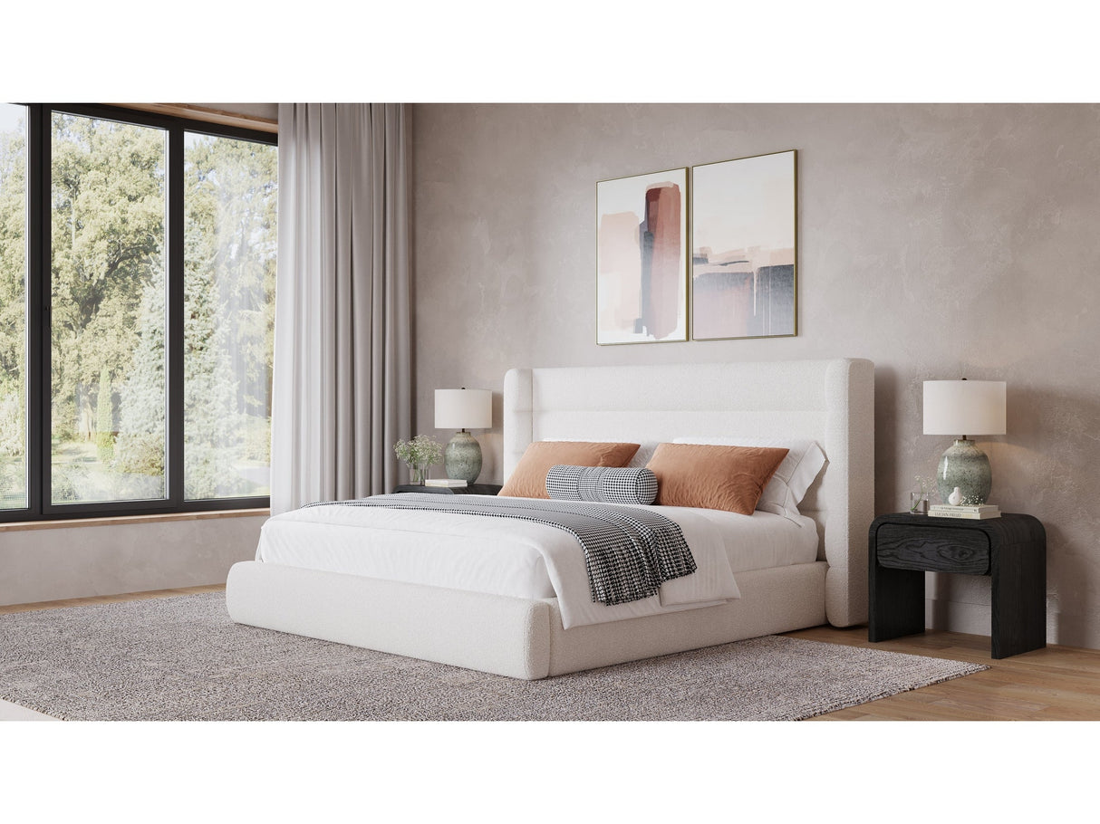 Formosa Frank Cottage Cheese King Wingback Upholstered Platform Bed by Modus Furniture at Eve Furniture