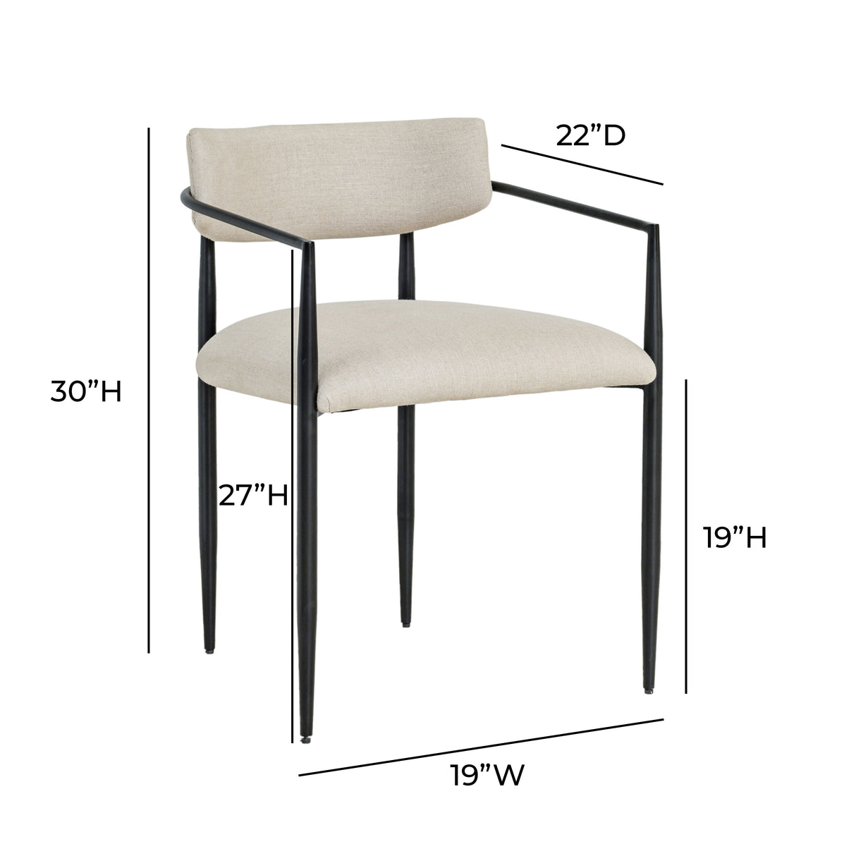 Forte Cream Linen Forged Iron Dining Chair by TOV Furniture at Eve Furniture