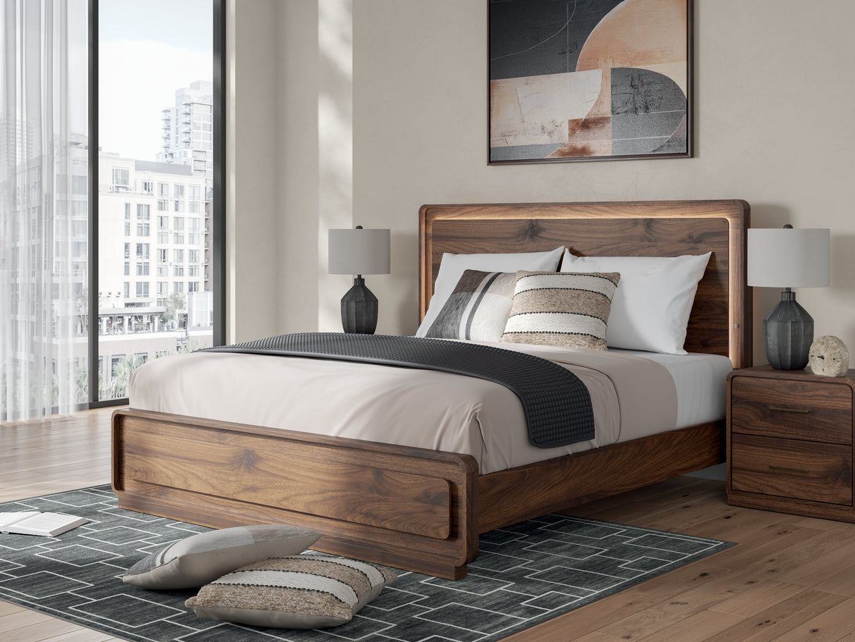 Fortlorn Walnut Brown King Panel Bed by Ashley at Eve Furniture